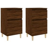 pack 2 uds mesitas de noche  mesa auxiliar  mesilla color roble marron 40x35x70 cm