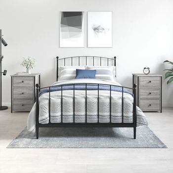 Mesitas De Noche - Dormitorio - Madera De Ingeniería Y Hierro - Gris Sonoma (40x36x60cm)