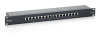 patch panel 16 puertos categoria 6 apantallado color negro