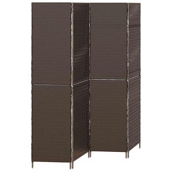 Separador De Habitaciones Marrón 195 X 180 Cm Ratán Sintético Vidaxl