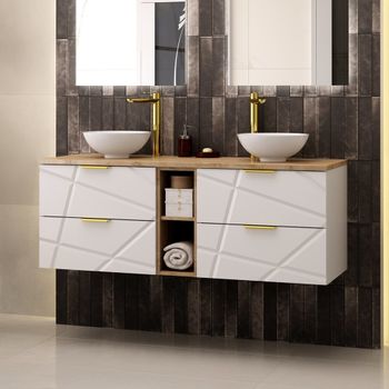 Mueble lavabo individual 140cm paneles de melamina y mdf blanco