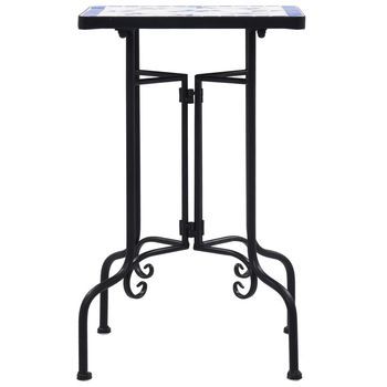 Mesa Auxiliar | Mesita Auxiliar | Mesa De Café De Mosaico Cerámica Azul Y Blanco