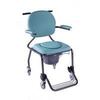 silla con inodoro  con ruedas  reposapies  reposabrazos abatibles  acero  azul  best up