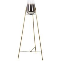 lampara de pie de metal dorado 133 cm pantalla vidrio ahumado sala de estar mena