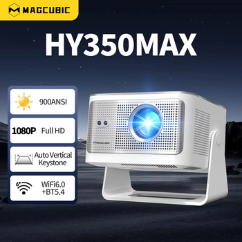 Proyector Portátil Magcubic HY350Max 900ANSI Android 14 con Enfoque Automático, Compatible con 8K Nativo 1080P, Wifi6, BT5.4, 16G, Allwinner H726