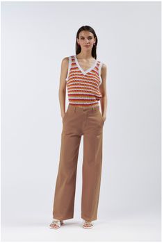 pantalón de pernera ancha de tela bull denim ginger