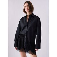 liu jo camisa camisa en popelina con encaje para mujer