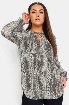 Yours Blusa Gris Estampado De Serpiente, Mujer Curvy Y Tallas Grandes, Yours