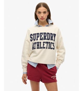 Superdry para mujer. W2012441A Sudadera Relaxed Applique beige (XL), Casual, Algodón, Manga larga
