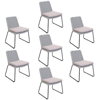 Balero Silla De Jardín De Mimbre Gris Claro - Set De 7