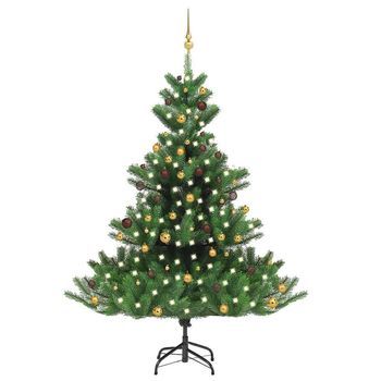 Árbol De Navidad Abeto Nordmann Con Leds Y Bolas Verde 210 Cm Vidaxl
