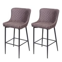 juego de 2 taburetes de bar con sillas de mostrador en tejido gris oscuro diseno elegante y retro 040000158