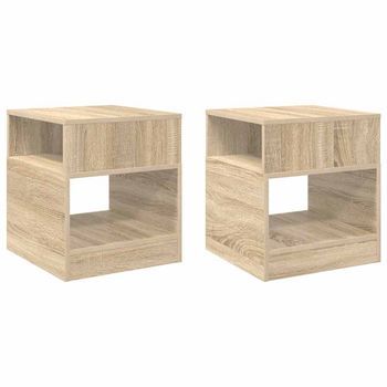 2 Piezas Mesa Auxiliar | Mesa De Apoyo Roble Sonoma 40,5 X 40 X 45 Cm