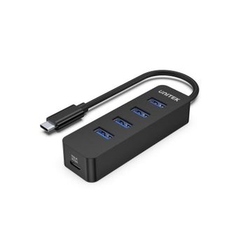 Hub Unitek 5 puertos 5000 Mbit/s modelo uHUB Q4 USB 3.2 Gen 1 Negro ABS