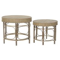 mesita auxiliar set 2 ratan 61x61x52 50x43 natural