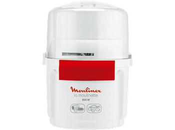Picadora - Moulinex AD560120, 800 W, 200 g/250 ml, Acero inoxidable, Cuchilla doble, Sistema 1-2-3, Blanco