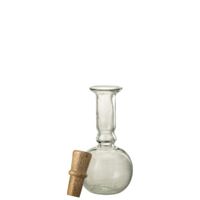 botella redonda con tapon de vidrio transparente 12x12x25 cm
