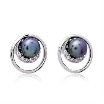Pendientes de perlas brillantes plata 925