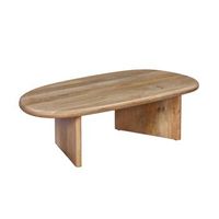 mesa de centro ovalada de madera de mango maciza natural