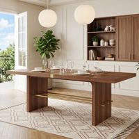 mesa de comedor - mueble para comedor - mdf - nogal y dorado 180x75x75cm