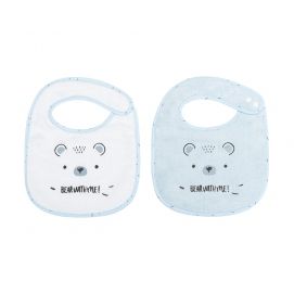 Set de 2 baberos rizo+velour Bear with me Azul