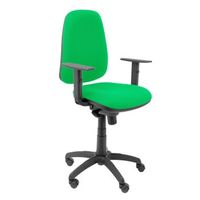 silla de oficina ergonomica con mecanismo sincro y regulable en altura - asiento y tejido tapizado en tejido bali color verde brazos regulables