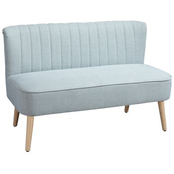 HOMCOM Sofá 2 plazas, acolchado suave, funda fácil de cuidar, hasta 220 kg, 117 x 56,5 x 77 cm, Verde claro