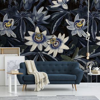 Fresco panorámico flores de la pasión azul 200x280cm