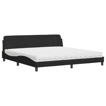Cama Con Colchón Dover Tela Negro 200x200 Cm Vidaxl