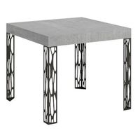 mesa extensible cuadrada pequena 90x90246 cm kiza-color gris cemento