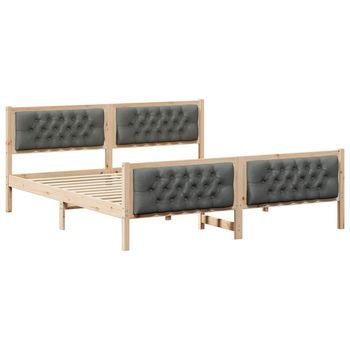 Cama Matrimonial | Cama Para Adulto | Estructura De Cama Con Cabecera Gris Oscuro 180 X 200 Cm
