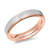 anillo acero inoxidable parcialmente dorado circonita rosa