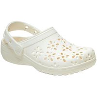 crocs zuecos sabots classic floral cut out creme para mujer