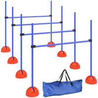 pawhut set agility para perros de 4 piezas con 4 vallas y bolsa de transporte para entrenamiento de salto azul   aosom espana