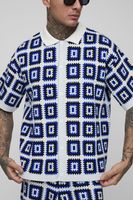 camisa tall oversize recta de punto croche en blanco blanco
