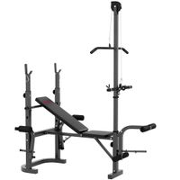 sportnow banco de musculacion con soporte para barra ajustable extension de piernas curl de predicador y mariposa para gimnasio