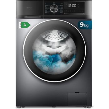 Cecotec Lavadora 9Kg Carga Frontal Bolero Dresscode 9500 Inverter Steel A. 1900W, 1400 rpm, Motor Inverter Plus, Bajo Consumo