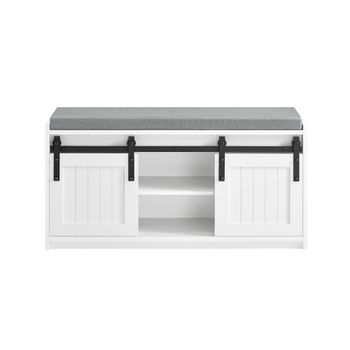 Banco zapatero con 2 puertas correderas blanco