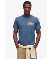 superdry para hombre m1012160a camiseta clasica con logotipo vintage azul xl casual algodon manga corta
