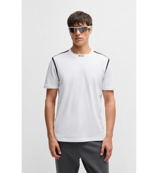 BOSS para hombre. 50531230 Camiseta Tape blanco (4XL), Casual, Algodón, Manga corta
