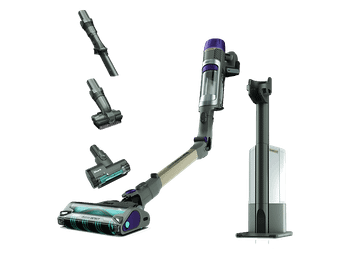 Aspirador escoba - Shark PowerDetect IP3251EUT, Base autovaciado, Antienredos, Tubo Flexible, 70min Autonomía, 380W, Gris