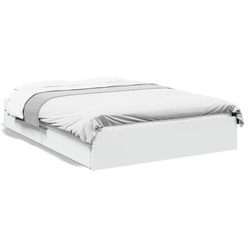Cama Matrimonial | Cama Para Adultos | Cama Con Cajones Madera De Ingeniería Blanco 120x190 Cm Cfw34255