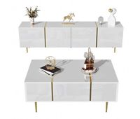 conjunto de mueble tv y mesa de centro - diseno moderno de alto brillo - blanco