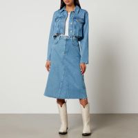 ganni organic denim midi skirt - eu 44uk 16
