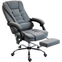 vinsetto sillon de oficina masajeador y calefactable silla de oficina altura regulable respaldo reclinable 65x70x111-119cm gris   aosom espana