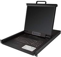 startechcom consola kvm de 8 puertos para montaje en rack - teclado qwerty - con cables de 18m - conmutador kvm con monitor lcd de 19 - switch kvm lcd 1u osd - 50000 mtbf - usb  vga