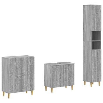 Juego De Armarios De Baño De 3 Piezas Delft Sonoma Gris Vidaxl