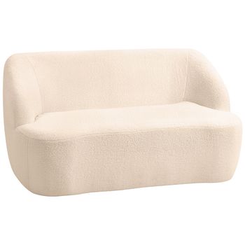 HOMCOM Sofá de 2 plazas en tela de felpa 142 cm con respaldo y asiento curvados, no requiere ensamblaje, Beige