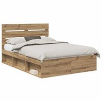 cama matrimonial  cama para adulto  estructura de cama con cabecera roble artesanal 140 x 190 cm