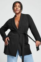 limited collection blazer elastico negro con cinturon mujer curvy y tallas grandes limited collection